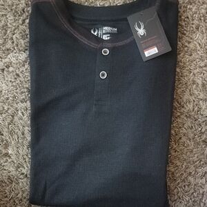 Spyder Men's Black Henley Shirt - NWT